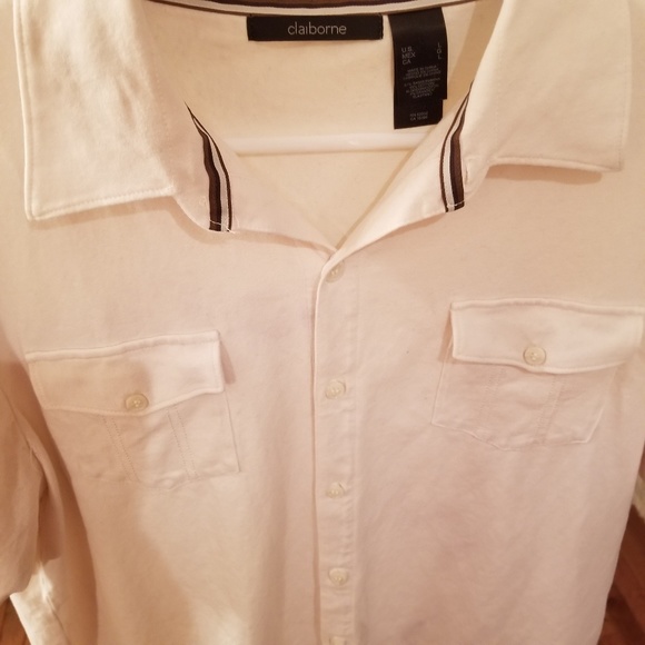 Men's Claiborne Cream Button Down Pocket Shirt - Picture 2 of 5